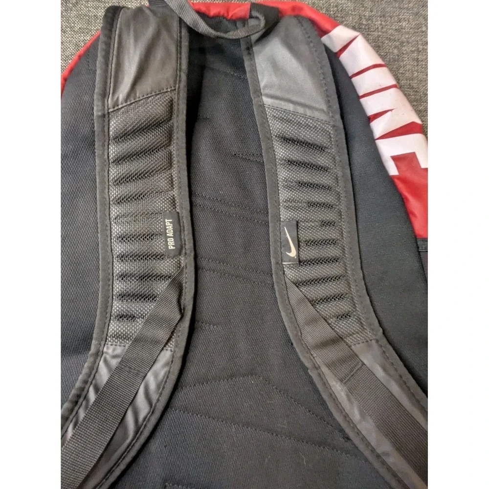 Nike‎ Red Pro Adapt Backpack White Swoosh Logo Y2K Book School Bag Pockets